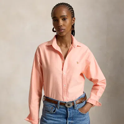Polo Ralph Lauren Relaxed Fit Cotton Oxford Shirt In Peach Tree