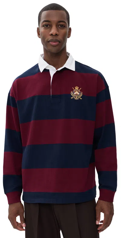 Polo Ralph Lauren Relaxed Fit Crest Rugby Polo Classic Wine/refined Navy In Multi