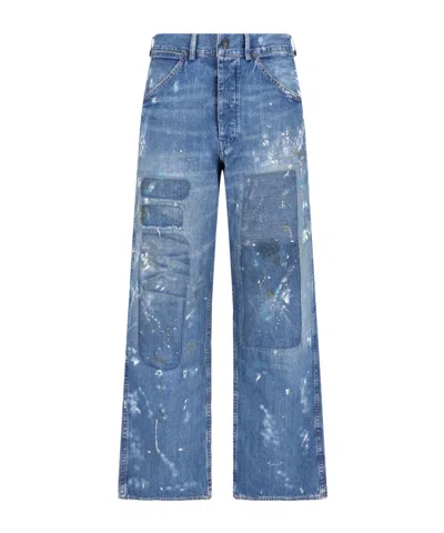 Polo Ralph Lauren Denim Straight Jeans Wide Leg Belt Loops In Blue