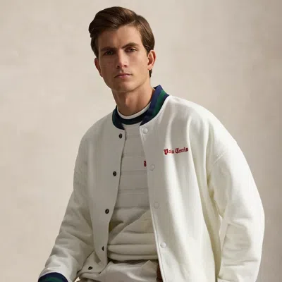 Polo Ralph Lauren Relaxed Fit Fleece Baseball Jacket In White