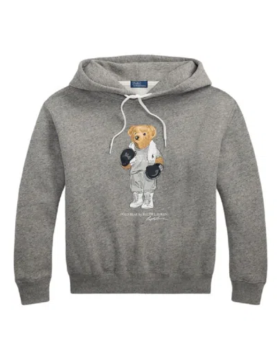 Polo Ralph Lauren Relaxed Fit Knit Sweatshirt With Playful Bear Graphic In Gray