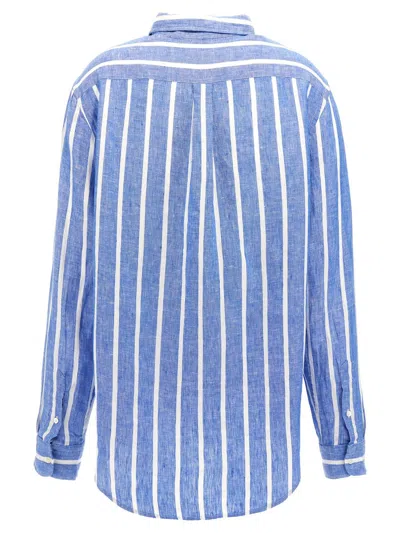 Polo Ralph Lauren Relaxed-fit Linen Striped Shirt In Blue/white