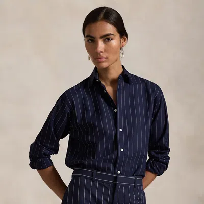 Polo Ralph Lauren Relaxed Fit Pinstripe Wool-blend Shirt In Navy/white Pinstripe