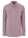 Shop Polo Ralph Lauren Relaxed Fit Pinstriped Shirt In Bordeaux/white