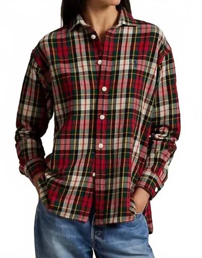 Polo Ralph Lauren Relaxed Fit Plaid Cotton Flannel Shirt In Red/off White In Multi