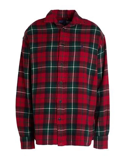 Polo Ralph Lauren Relaxed Fit Plaid Cotton Shirt Woman Shirt Red Size M Cotton In Red