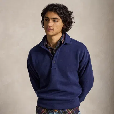 Polo Ralph Lauren Relaxed Fit Ribbed Polo Pullover In Newport Navy In Blue