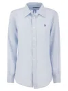Polo Ralph Lauren Relaxed-fit Short Shirt In Light Blue Linen In Light Blue
