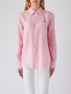Polo Ralph Lauren Relaxed-fit Short Shirt In Pink Linen In Rosa