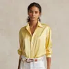 Polo Ralph Lauren Relaxed Fit Silk Charmeuse Shirt In Yellow