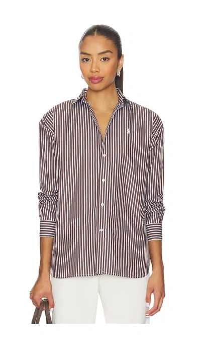 Polo Ralph Lauren Relaxed Fit Striped Cotton Shirt In Brown