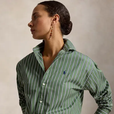 Polo Ralph Lauren Relaxed Fit Striped Cotton Shirt In Green White Multi
