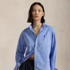 Polo Ralph Lauren Relaxed Fit Striped Cotton Shirt In Medium Blue/white