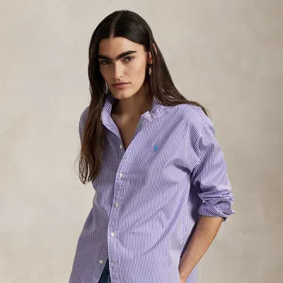 Polo Ralph Lauren Relaxed Fit Striped Cotton Shirt In Purple/white