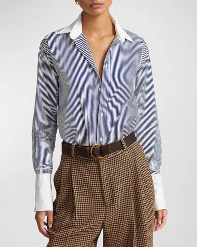 Polo Ralph Lauren Relaxed-fit Two-tone Striped Shirt In White Fall Royal