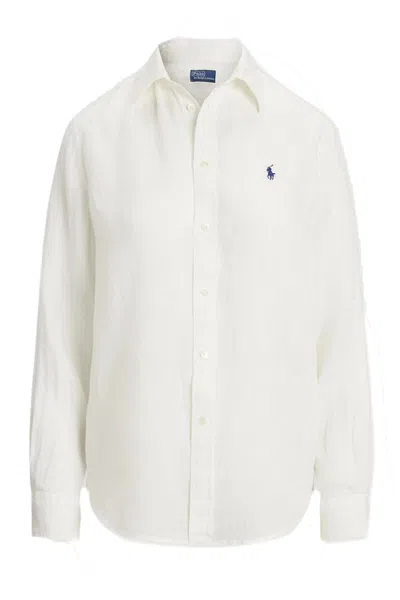 Polo Ralph Lauren Relaxed Fit White Linen Button-down Shirt In Neutral