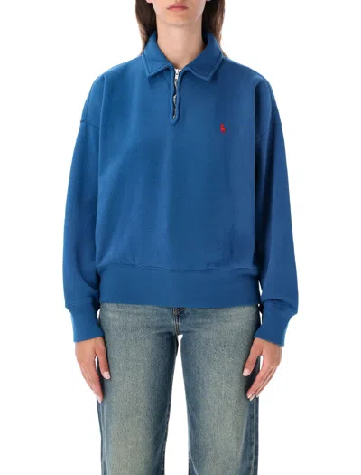 Polo Ralph Lauren Relaxed Half-zip Polo Sweatshirt In Blue