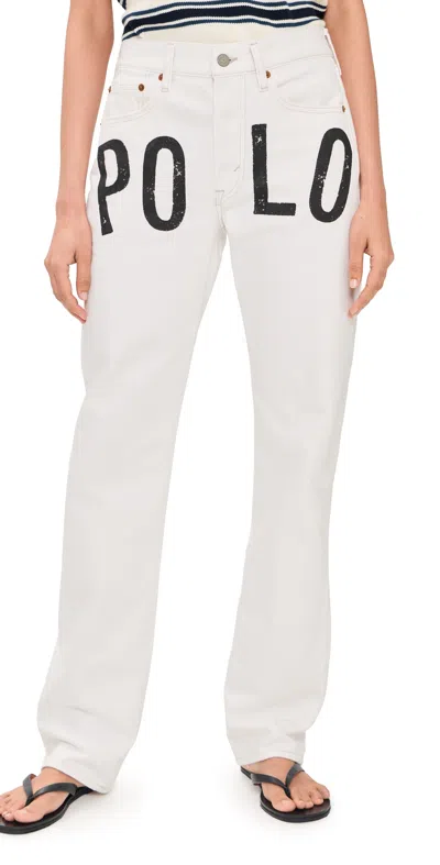 Polo Ralph Lauren Womens Laurea Wash Branded Straight-leg Denim Jeans In White