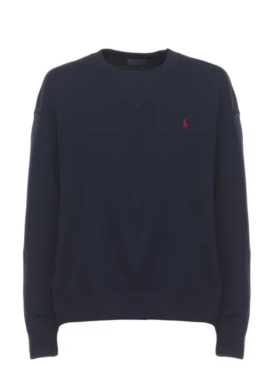 Polo Ralph Lauren Relaxed-fit Cotton Sweatshirt With Iconic Pony Emblem In Blue