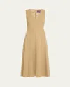 Polo Ralph Lauren Renna Laced Side V-neck Midi Dress In Tan
