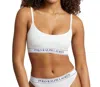 Polo Ralph Lauren Repeat-logo Cropped Scoopneck Tank In White Cloud In Multi