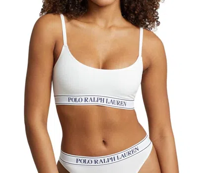Polo Ralph Lauren Repeat-logo Cropped Scoopneck Tank In White Cloud In Multi