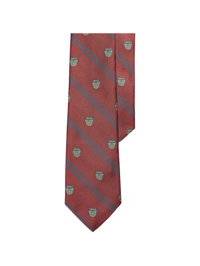 Polo Ralph Lauren Repp Club Striped Silk Tie In Brown