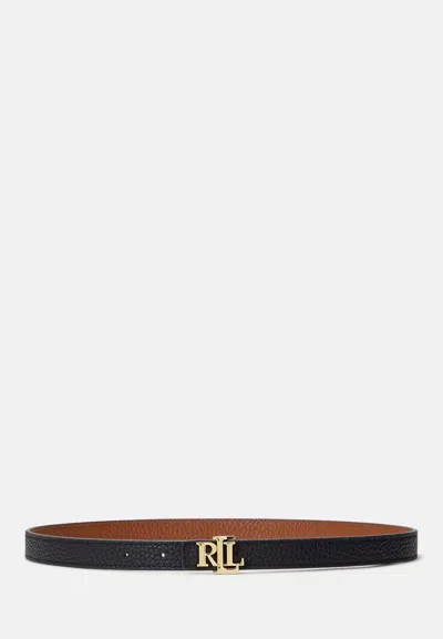 Polo Ralph Lauren Rev Lrl 20 Belt Skinny In Black Lauren Tan