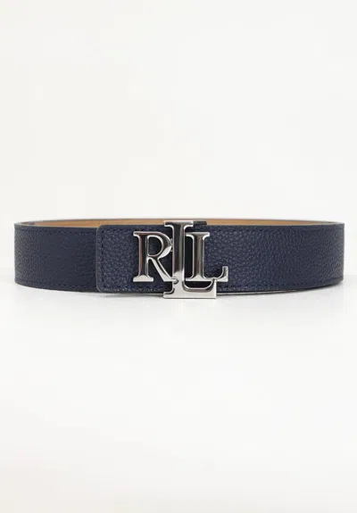 Polo Ralph Lauren Rev Lrl 30 Belt Medium In Blue/camel