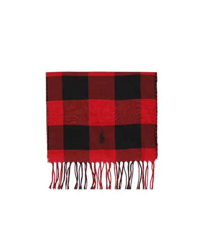 Polo Ralph Lauren Reversible Checked Brushed-cotton Scarf In Red