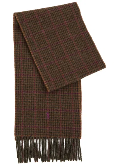 Polo Ralph Lauren Reversible Checked Wool-blend Scarf In Green