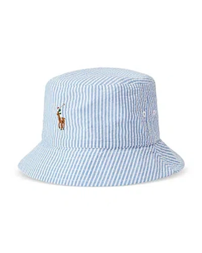 Polo Ralph Lauren Men's Loft Reversible Pinstriped Bucket Hat In White Blue