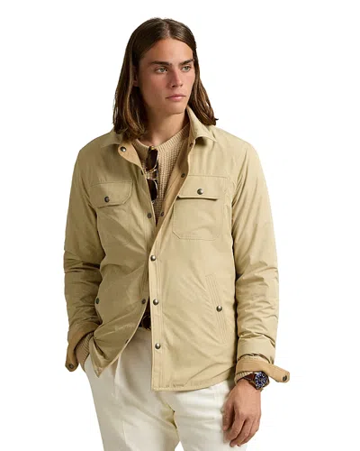 Polo Ralph Lauren Reversible Suede Taffeta Shirt Jacket In Brown