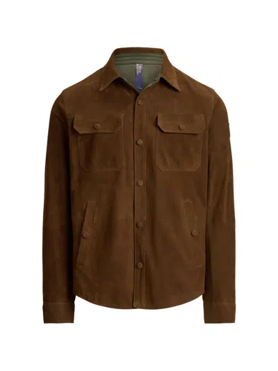 Polo Ralph Lauren Reversible Suede-taffeta Jacket In Brown