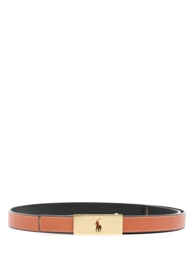 Polo Ralph Lauren Reversible Vachetta Belt In Black