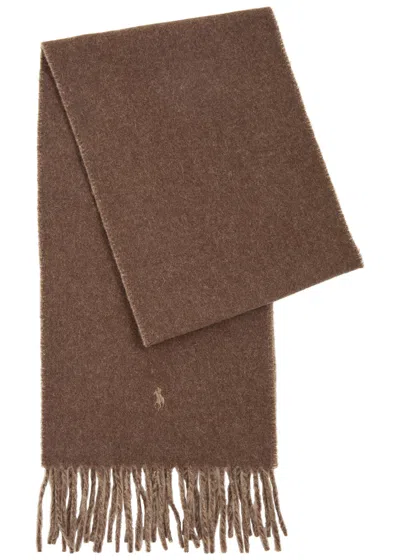 Polo Ralph Lauren Reversible Wool-blend Scarf In Brown