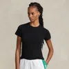Polo Ralph Lauren Rib-knit Cotton Tee In Black