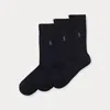 Polo Ralph Lauren Rib-knit Crew Sock 3-pack In Black