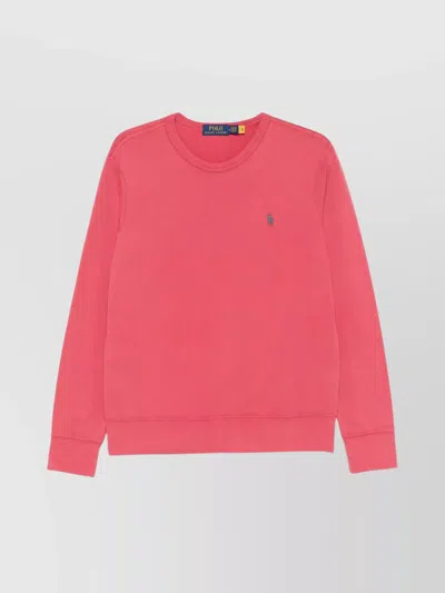 Polo Ralph Lauren Rib-knit Crewneck Sweater With Long Sleeves In Pink