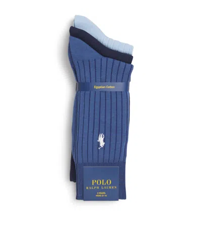 Polo Ralph Lauren Rib-knit Polo Pony Socks In Blue