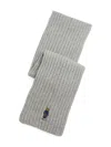Polo Ralph Lauren Embroidered Bear Wool Blend Scarf In Gray