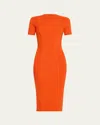 Polo Ralph Lauren Ribbed Body-con Cashmere Dress In Orange