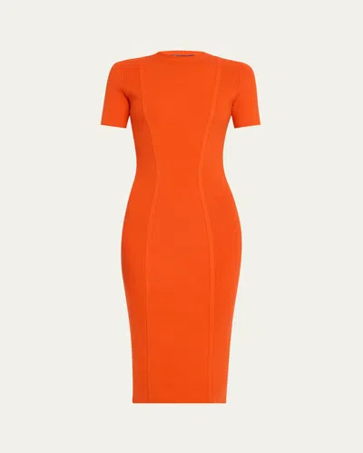 Polo Ralph Lauren Ribbed Body-con Cashmere Dress In Orange