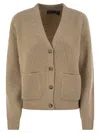 Polo Ralph Lauren Ribbed Cashmere Blend V-neck Cardigan In Brown
