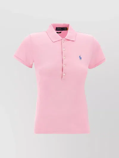 POLO RALPH LAUREN RIBBED COLLAR SHORT SLEEVES SLIM FIT SIDE SLITS