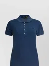 Polo Ralph Lauren Ribbed Collar Short Sleeves Tops In Blue