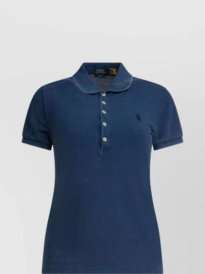 POLO RALPH LAUREN RIBBED COLLAR SHORT SLEEVES TOPS