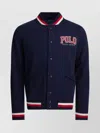 Polo Ralph Lauren Ribbed Collar Striped Detailing Front Pockets Jacket