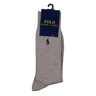 Polo Ralph Lauren Ribbed Cotton Blend Socks In Gray