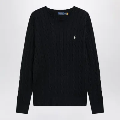 Polo Ralph Lauren Hunter Navy Cotton Cable-knit Sweater In Blue